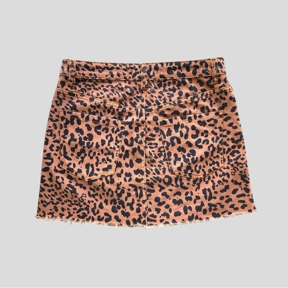 Free People We The Free Denim Skirt Zip It Up O-Ring Leopard Print Women’s 28 - Picture 4 of 11
